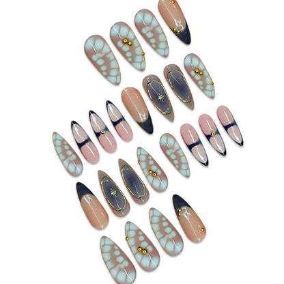 Premium Artistic Stiletto Press-On Nails with Gold Accents Acalora