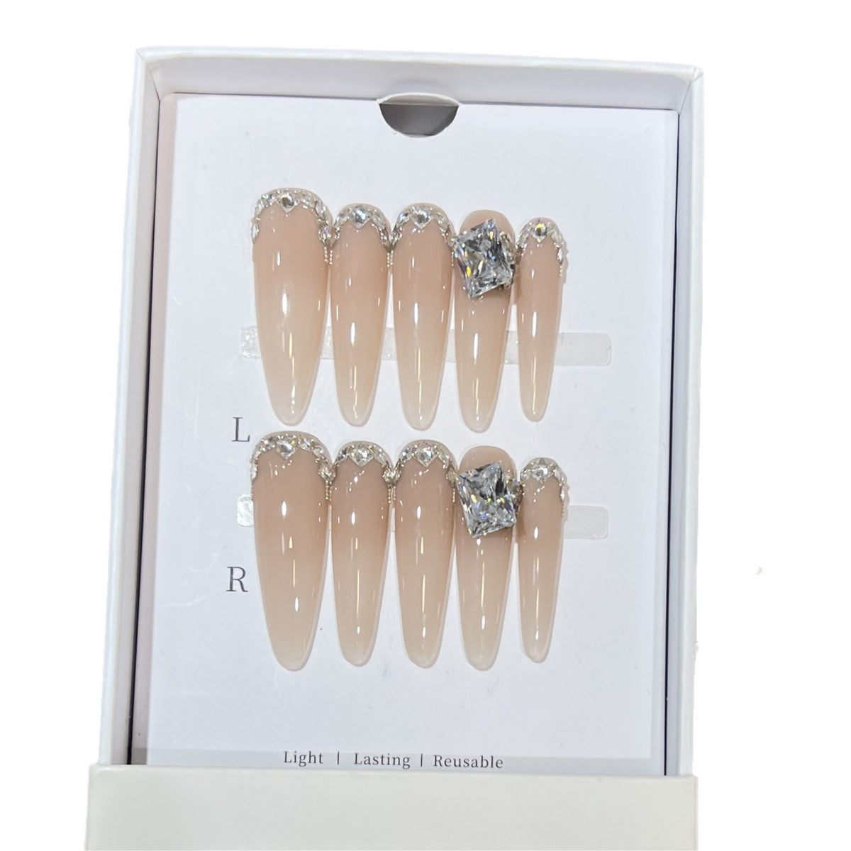 Rhinestone-Embellished Stiletto Press-On Nails Acalora