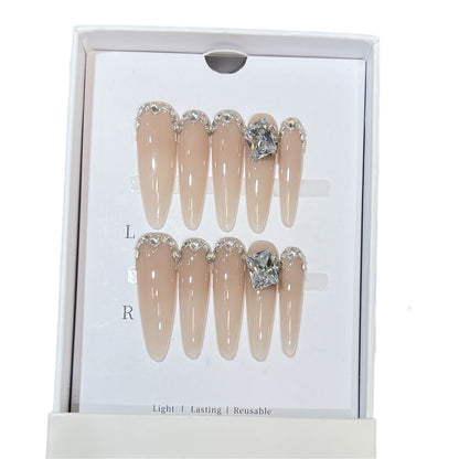 Rhinestone-Embellished Stiletto Press-On Nails Acalora