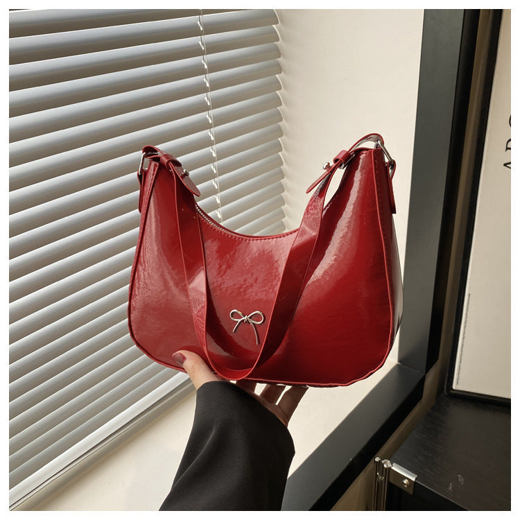 Premium Glossy Faux Leather Hobo Bag Acalora