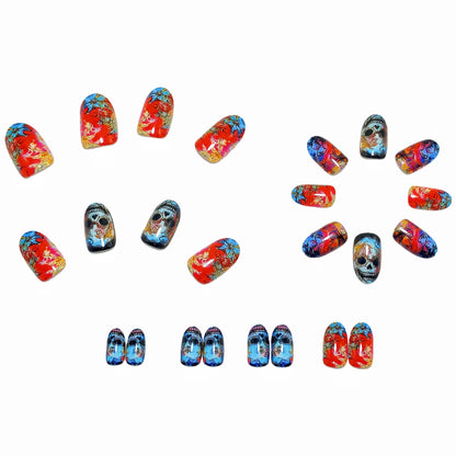 Creative skull and gradient design artificial nails Acalora