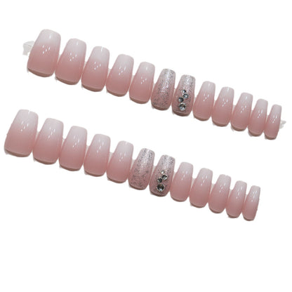 Elegant Ombre Press-On Nail Tips with Rhinestone Accents Acalora