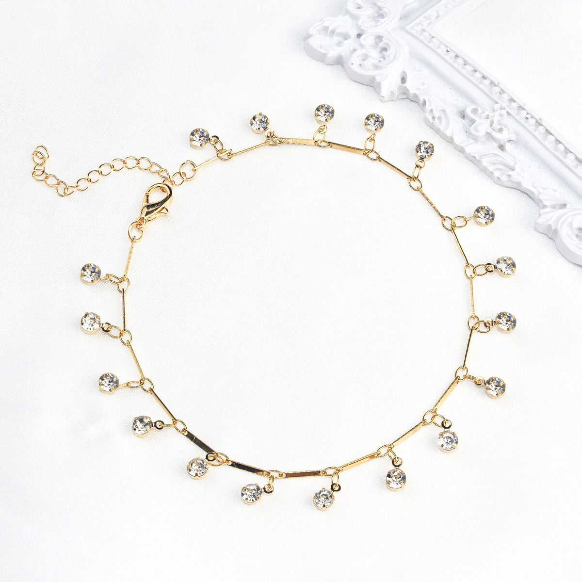 Elegant Crystal Chain Anklet Acalora