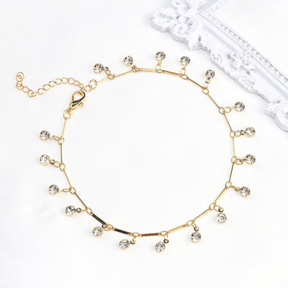 Elegant Crystal Chain Anklet Acalora