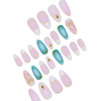 Artistic Stiletto Nail Art Set with Gold Accents Acalora