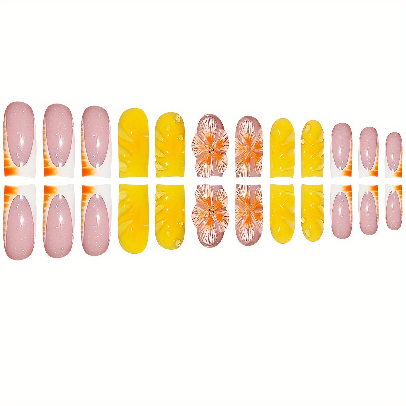 Decorative Floral Print Press-On Nails Acalora