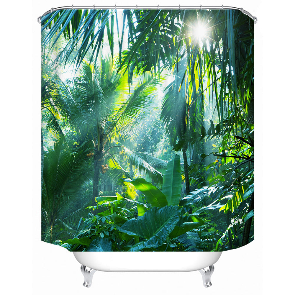 Tropical Jungle Print Shower Curtain