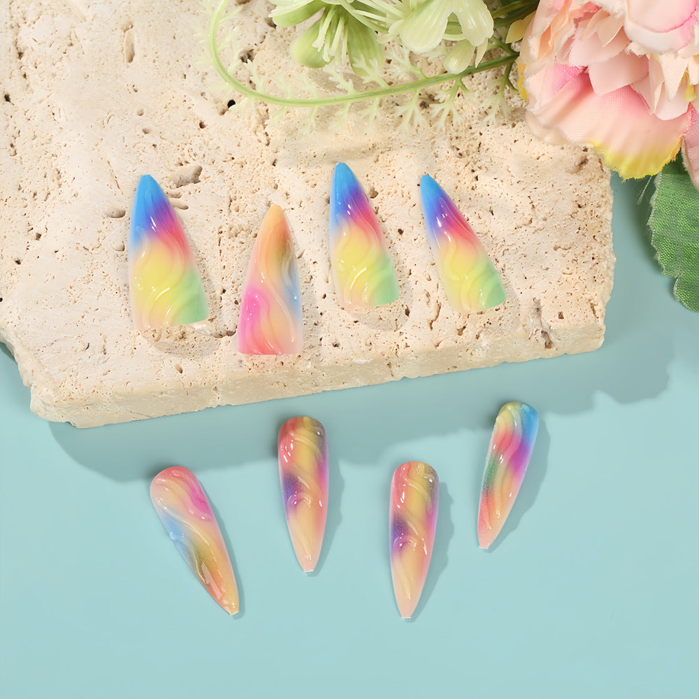 Gradient Color Artificial Nails Acalora