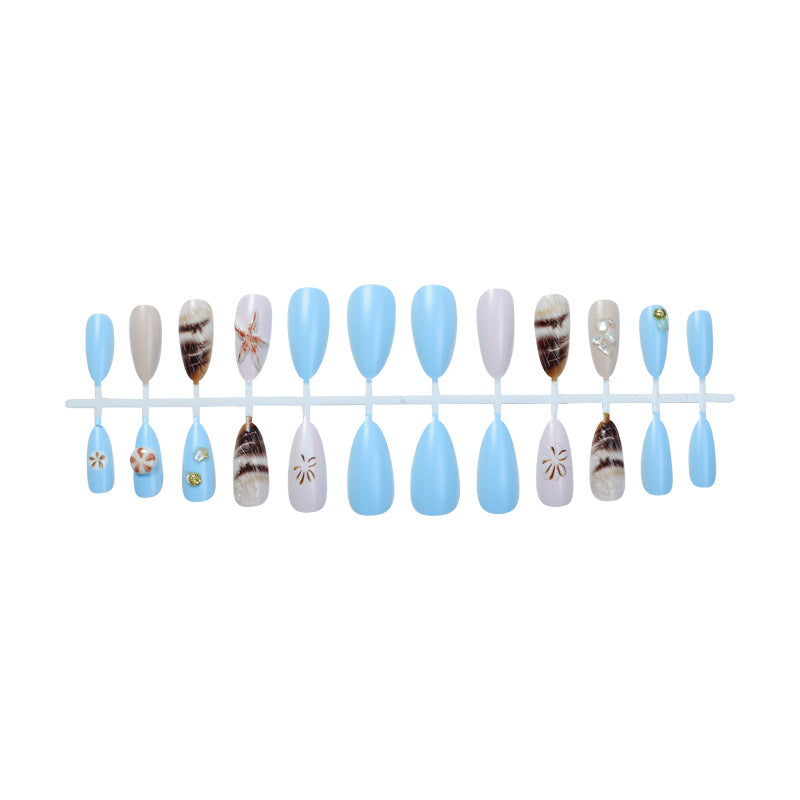 Decorative Press-On Nail Art Set with Coastal Theme Acalora