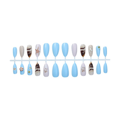 Decorative Press-On Nail Art Set with Coastal Theme Acalora