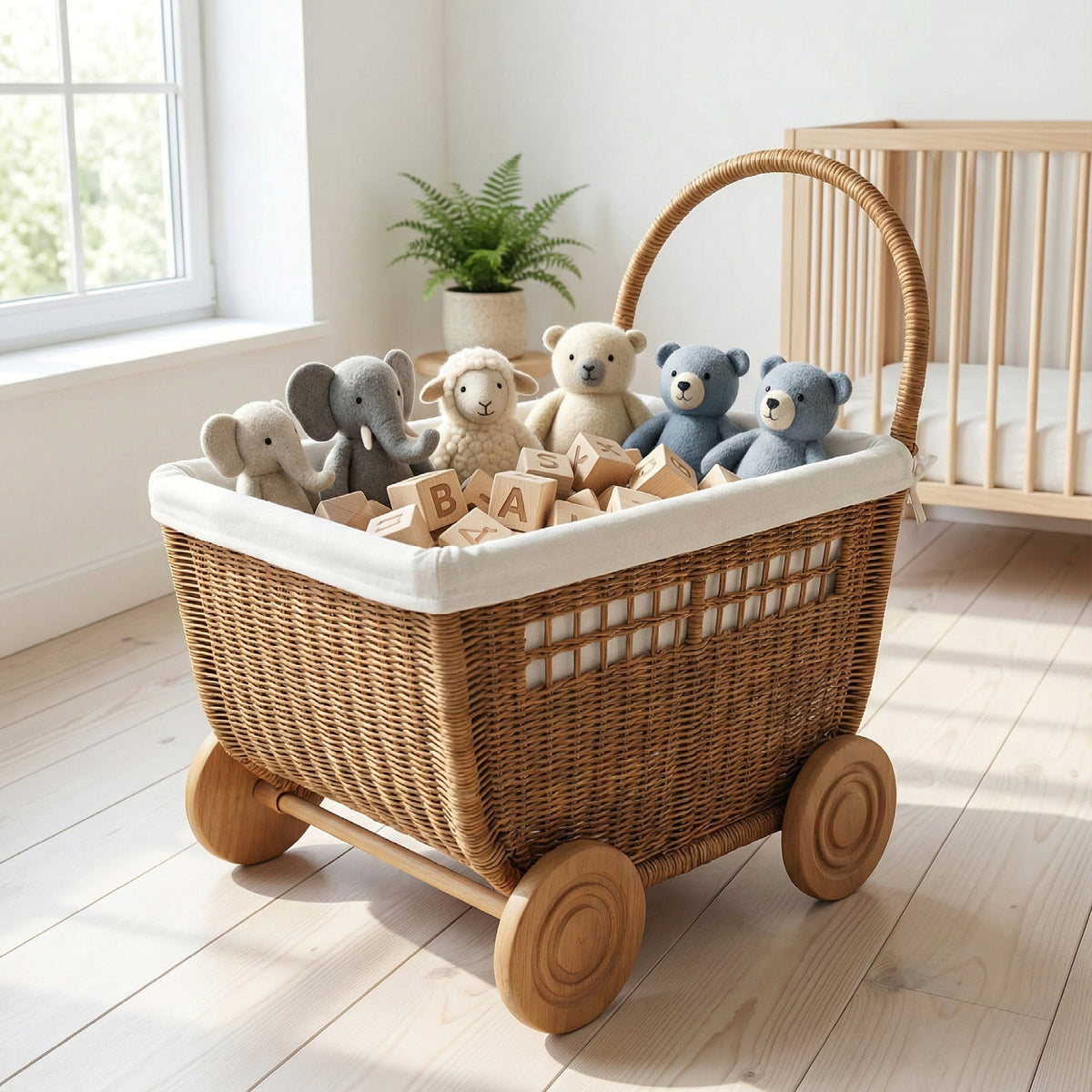 Vintage Woven Storage Cart Acalora