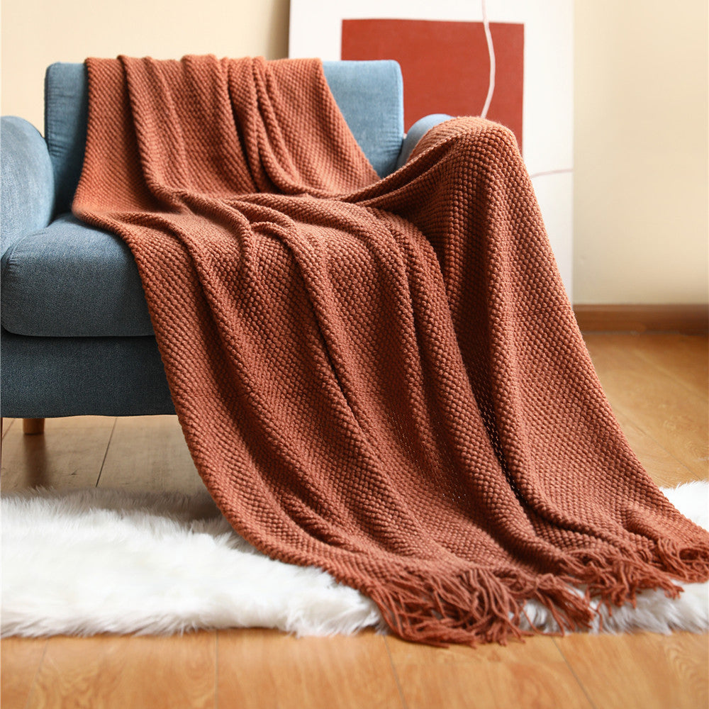 Textured Fringe Throw Blanket