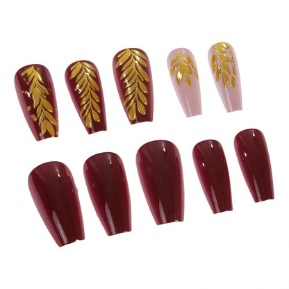 Elegant artificial nails with gold decoration Acalora