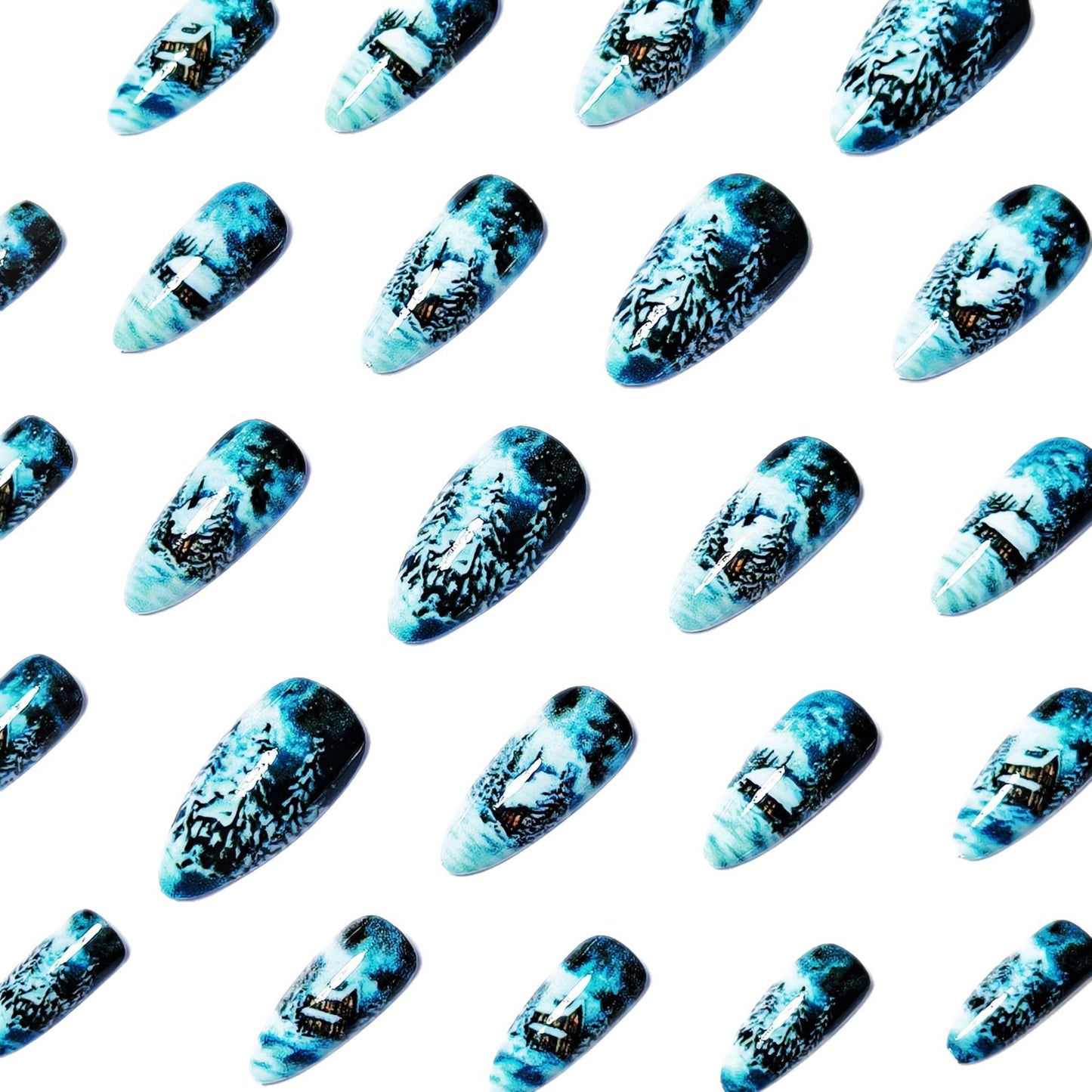 Artistic Winter Cabin Nail Art Acalora