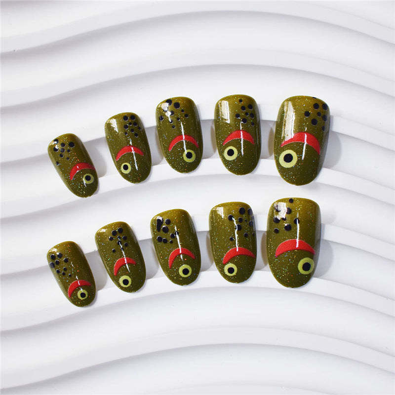 Fashionable Matte Finish Press-On Nails with Metallic Stripes Acalora