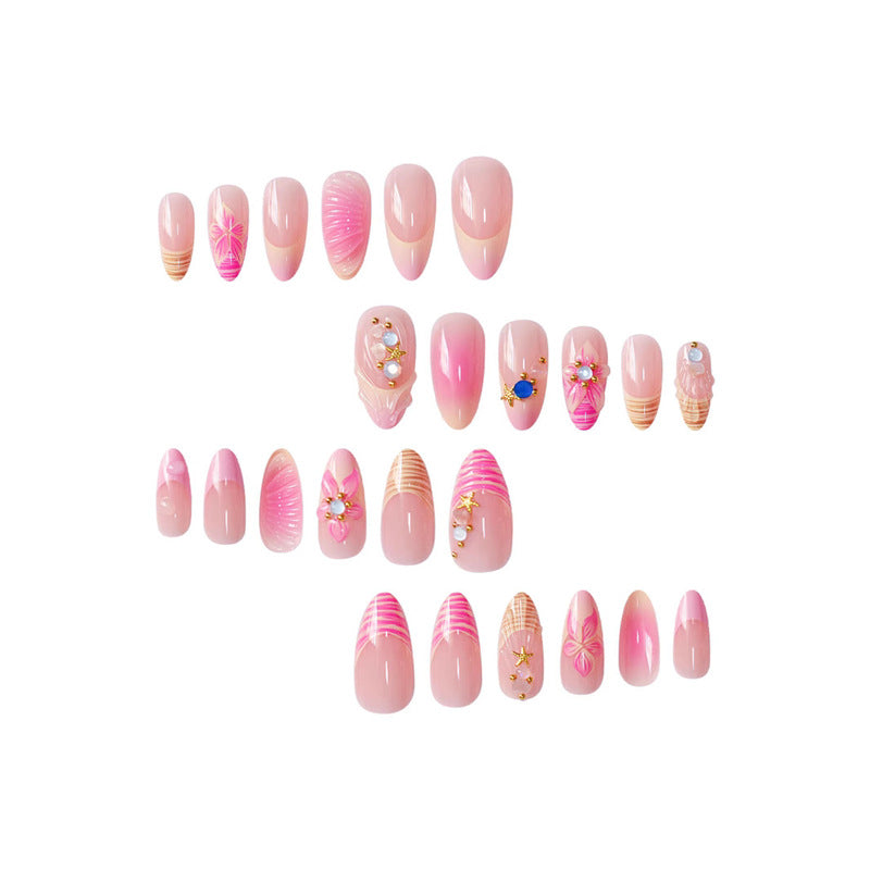 Artistic Press-On Nail Set with Floral and 3D Accents Acalora