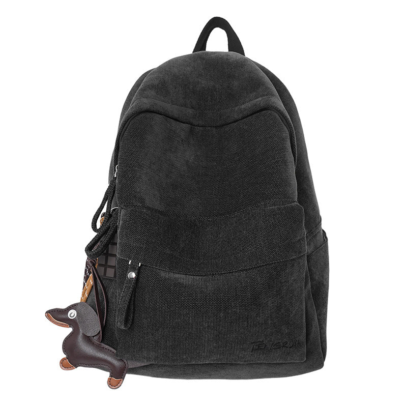 Corduroy Texture Casual School Backpack Bowlift