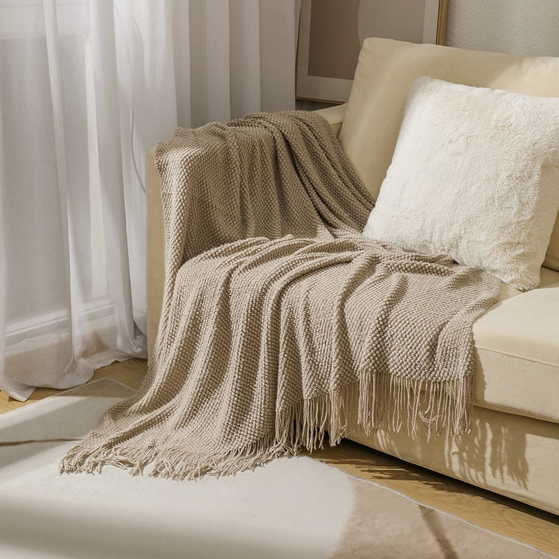 Textured Fringe Throw Blanket