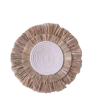 Decorative wall decoration with synthetic fiber and wooden beads Acalora