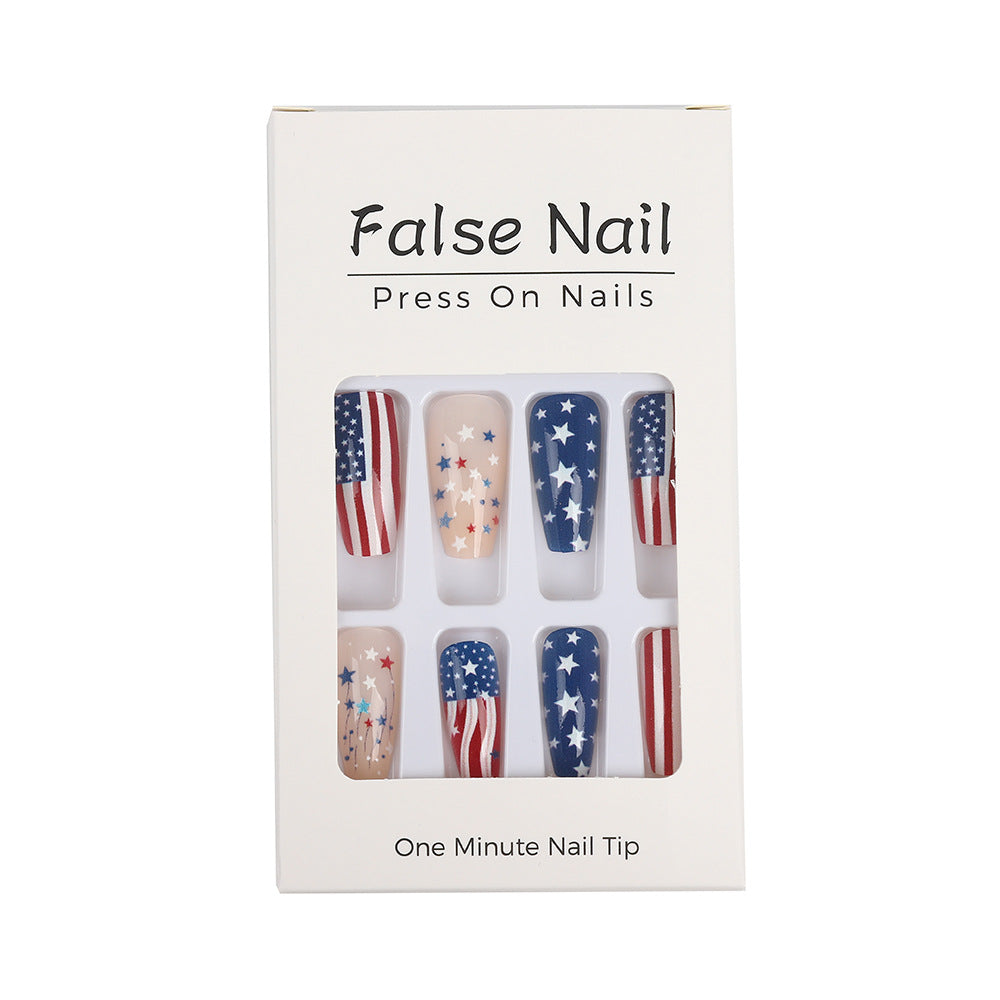Patriotic design artificial nails Acalora