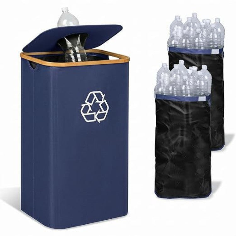 Elegant recycling bin with removable lid and compartments Acalora