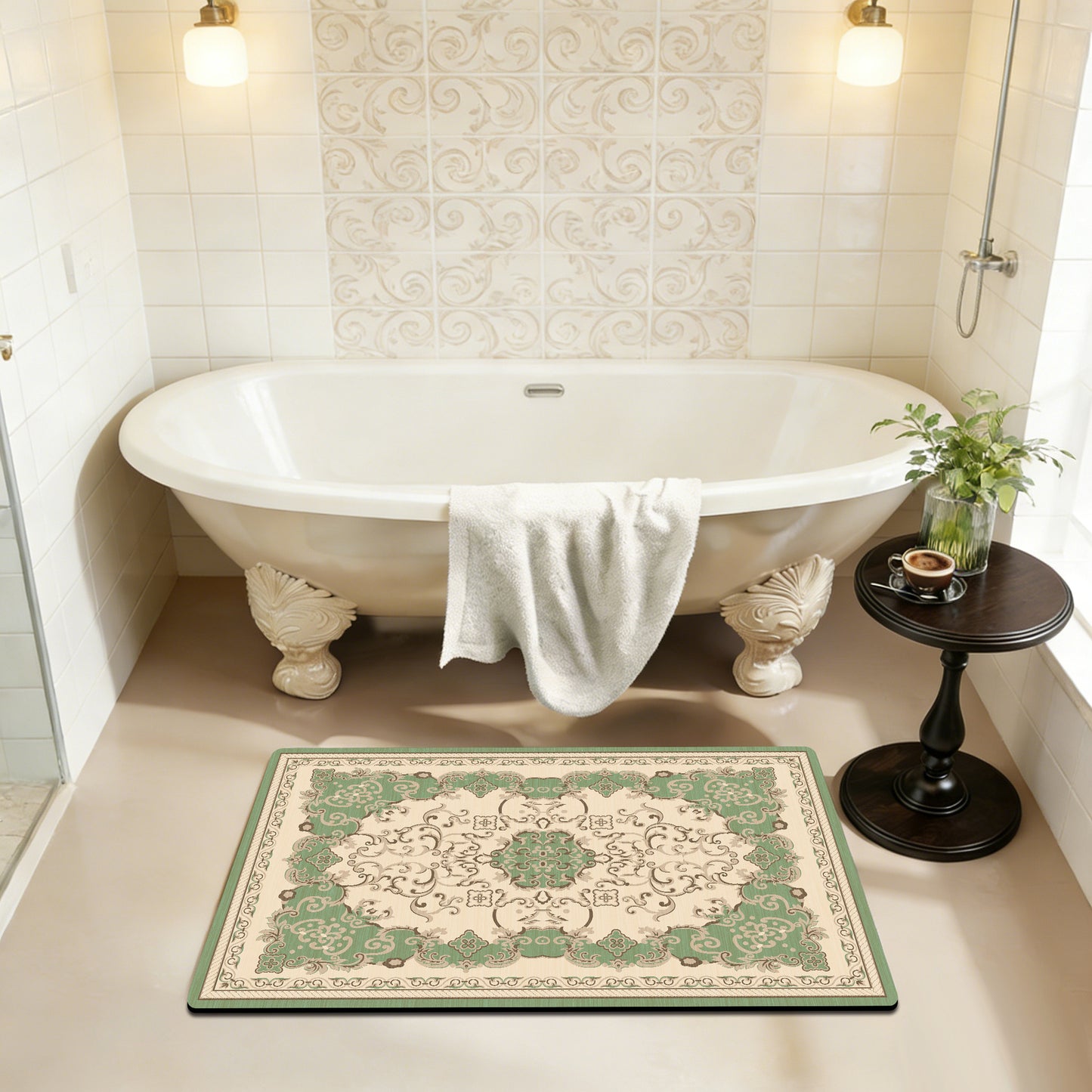 Elegant Vintage Floral Bath Mat Acalora 1788245864