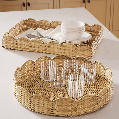 Scalloped Woven Storage Tray Acalora