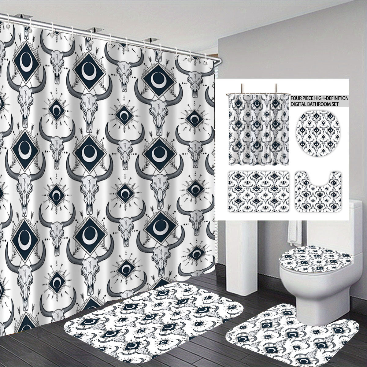 Bohemian-Themed Four-Piece Digital Bathroom Set