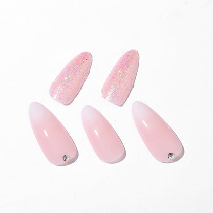 Elegant Press-On Nail Tips Set with Glitter and Ombre Design Acalora