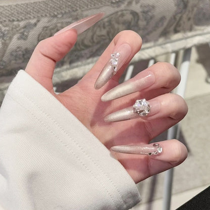 Artificial nail set with elegant tips and crystal accents Acalora
