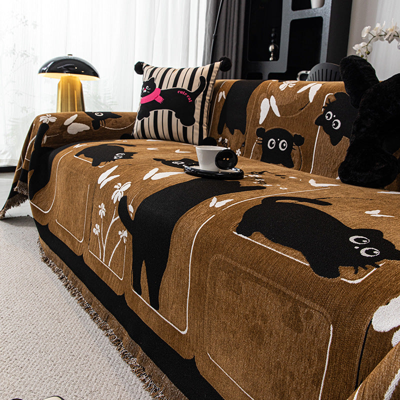 Cozy Cat-Themed Sofa Throw Blanket