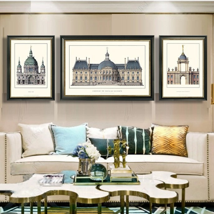 Elegant Framed Architecture Print Set