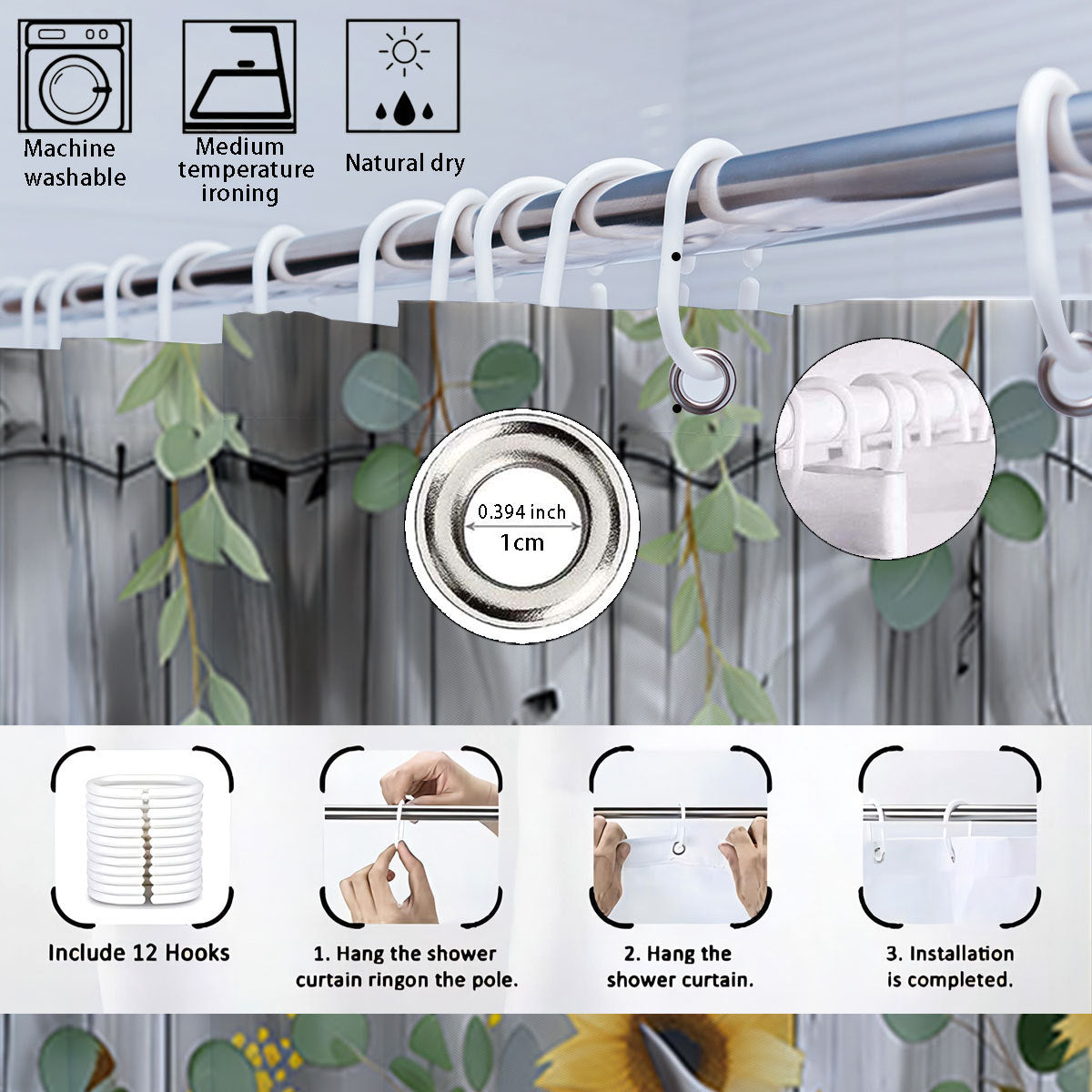 Digital Floral Print Bathroom Set