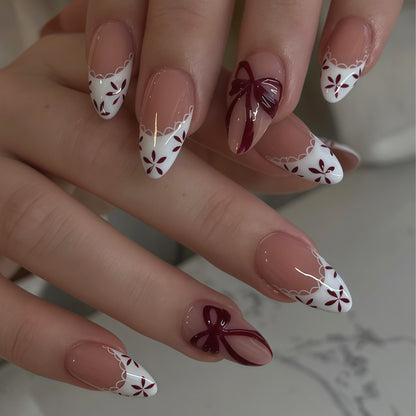 Elegant Floral Accent Press-On Nail Art Acalora