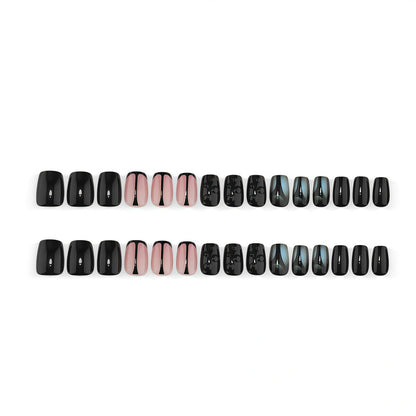 Artificial nails with elegant black and pastel accent design Acalora