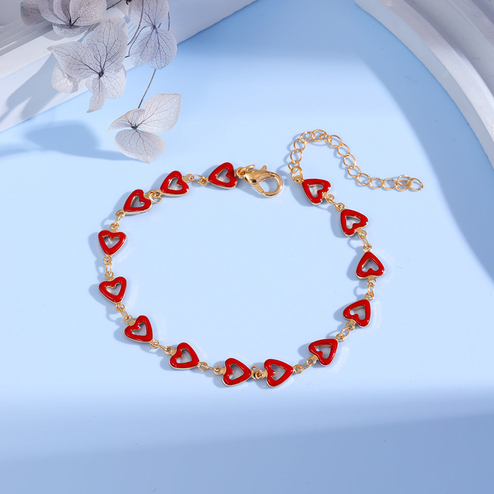 Colorful Heart Charm Anklet Acalora