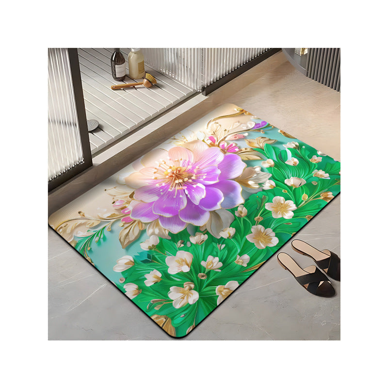 Floral-Themed Plush Bath Mat
