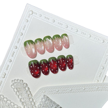 Artistic Strawberry Design Press-On Nail Set Acalora