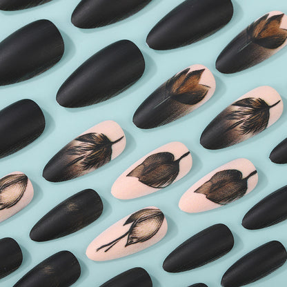 Creative Nail Art Set with Elegant Leaf Patterns Acalora