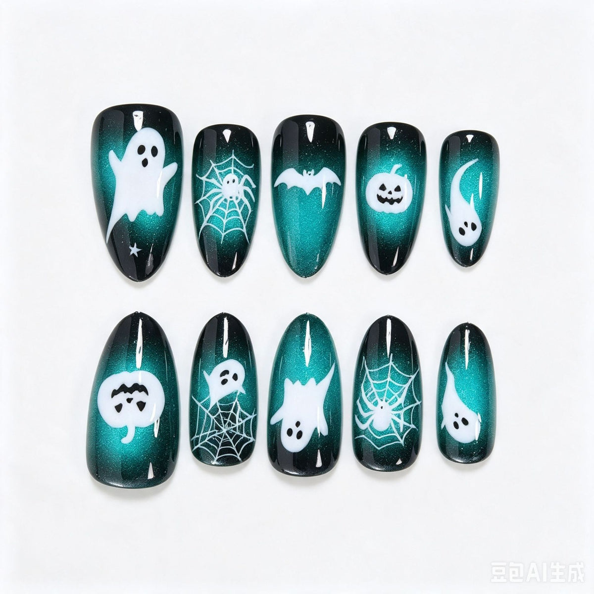 Halloween-Themed Press-On Nail Art Set Acalora