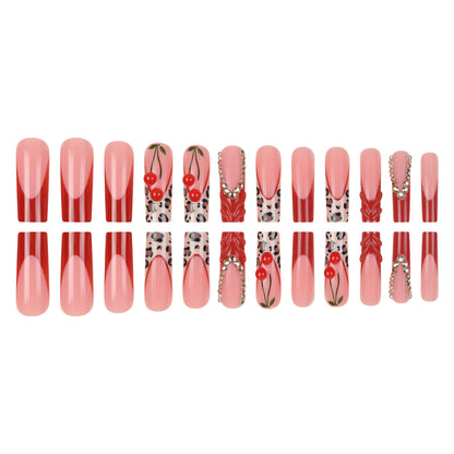 Artistic Long Press-On Nail Extensions with Decorative Accents Acalora