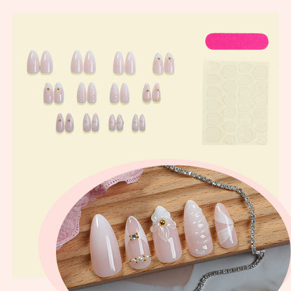 Decorative Nail Art Press-On Set with Floral and Gold Accents Acalora