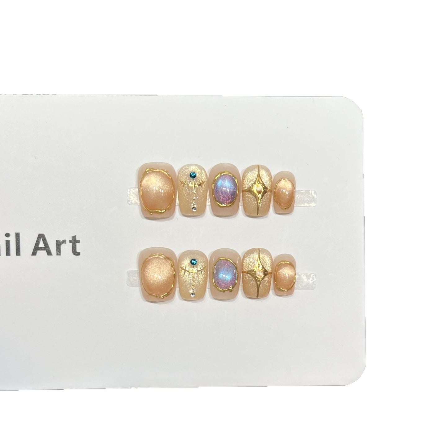 Decorative Press-On Nail Art Set with Shimmering Gemstone Accents Acalora