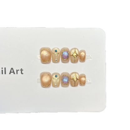 Decorative Press-On Nail Art Set with Shimmering Gemstone Accents Acalora