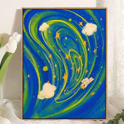 Whimsical Cosmic Landscape Canvas Art