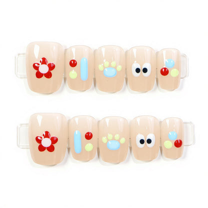 Whimsical Character-Themed Press-On Nail Art Set Acalora