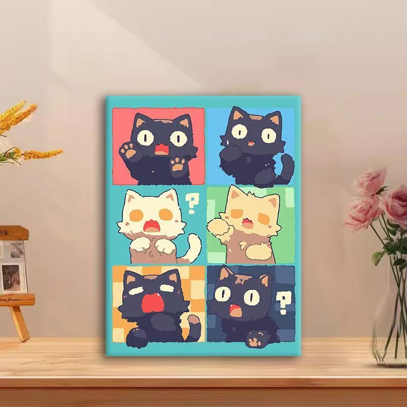 Playful Cat Comic Canvas Art