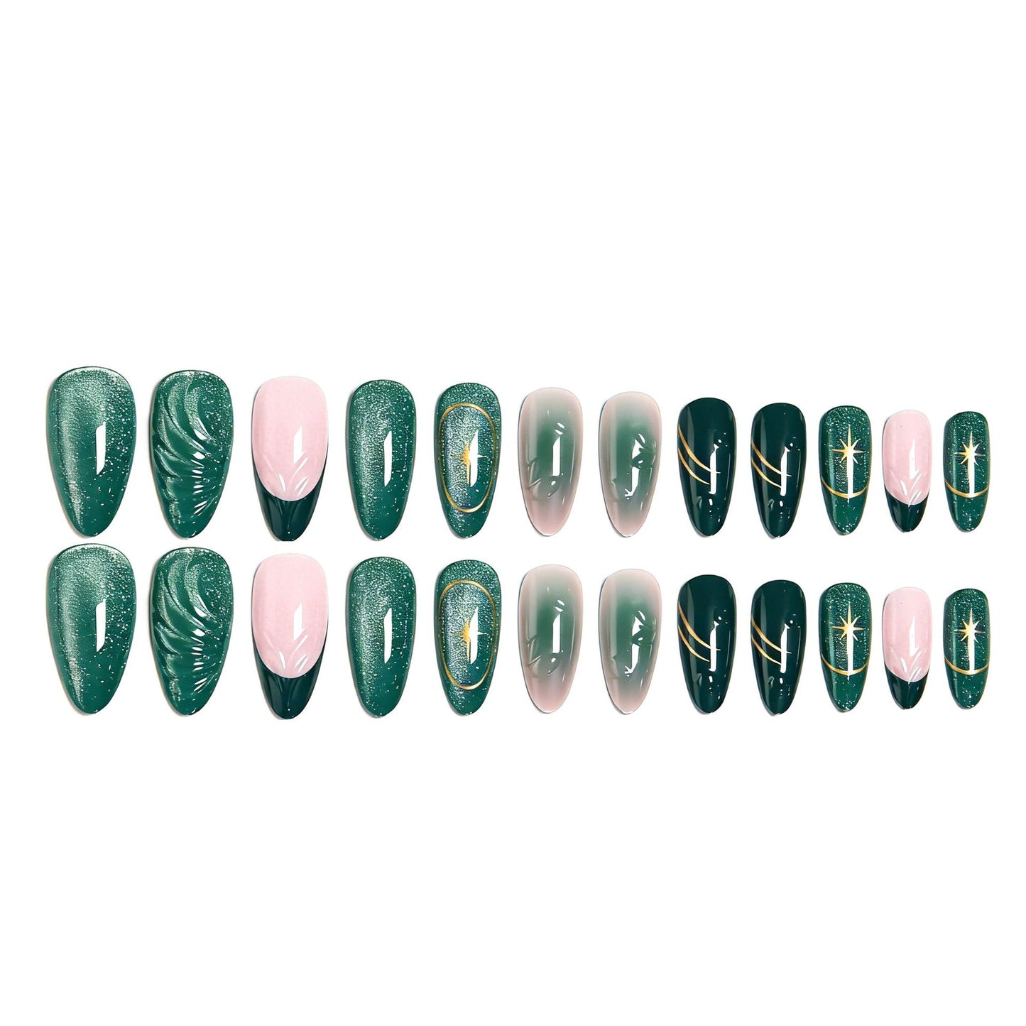 Acrylic nail set with elegant shine and 3D design accents Acalora
