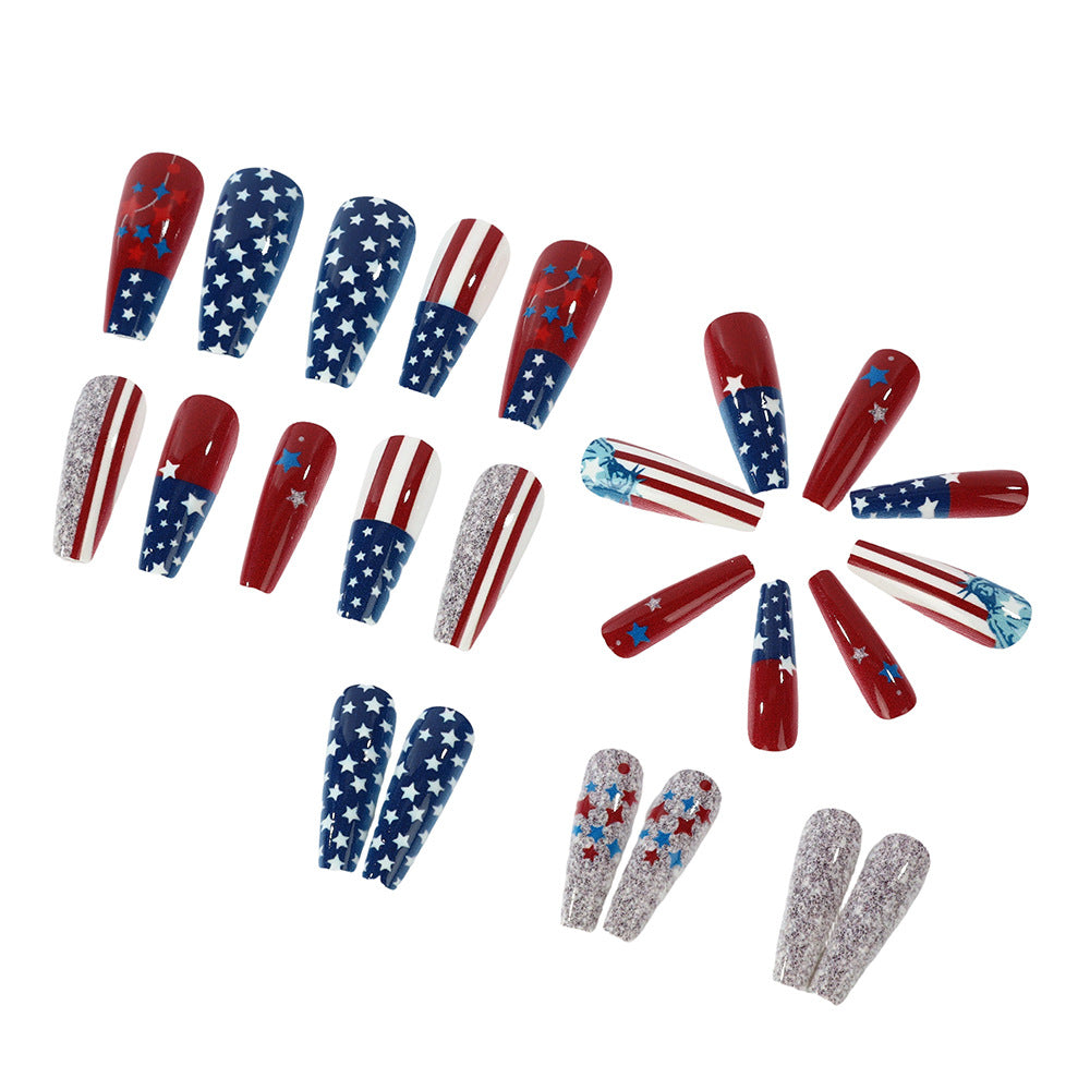 Festive artificial nails with patriotic motifs Acalora