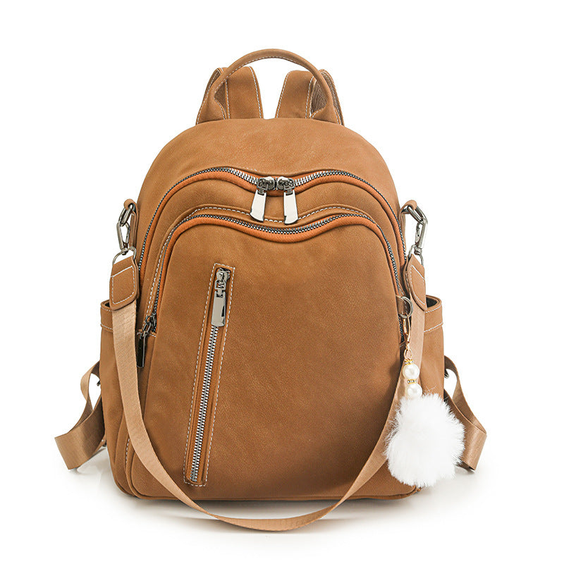 Stylish Multi-Pocket Faux Leather Backpack Acalora